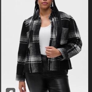 GAP Black and Gray Plaid Utility Jacket